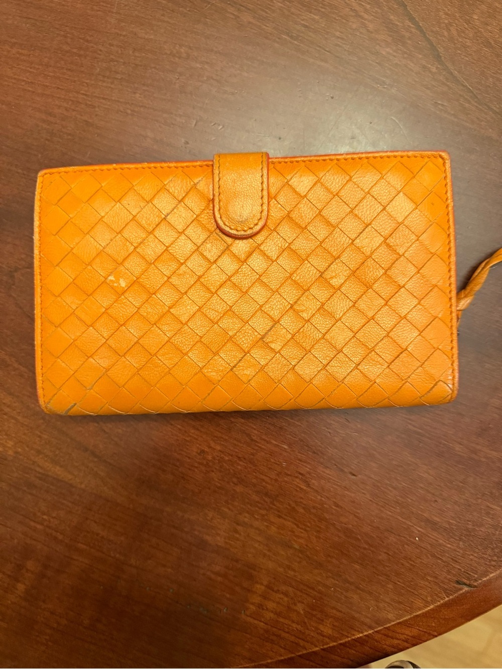 Bottega Veneta Orange Intrecciato Leather Zip Wallet - Picture 7 of 12